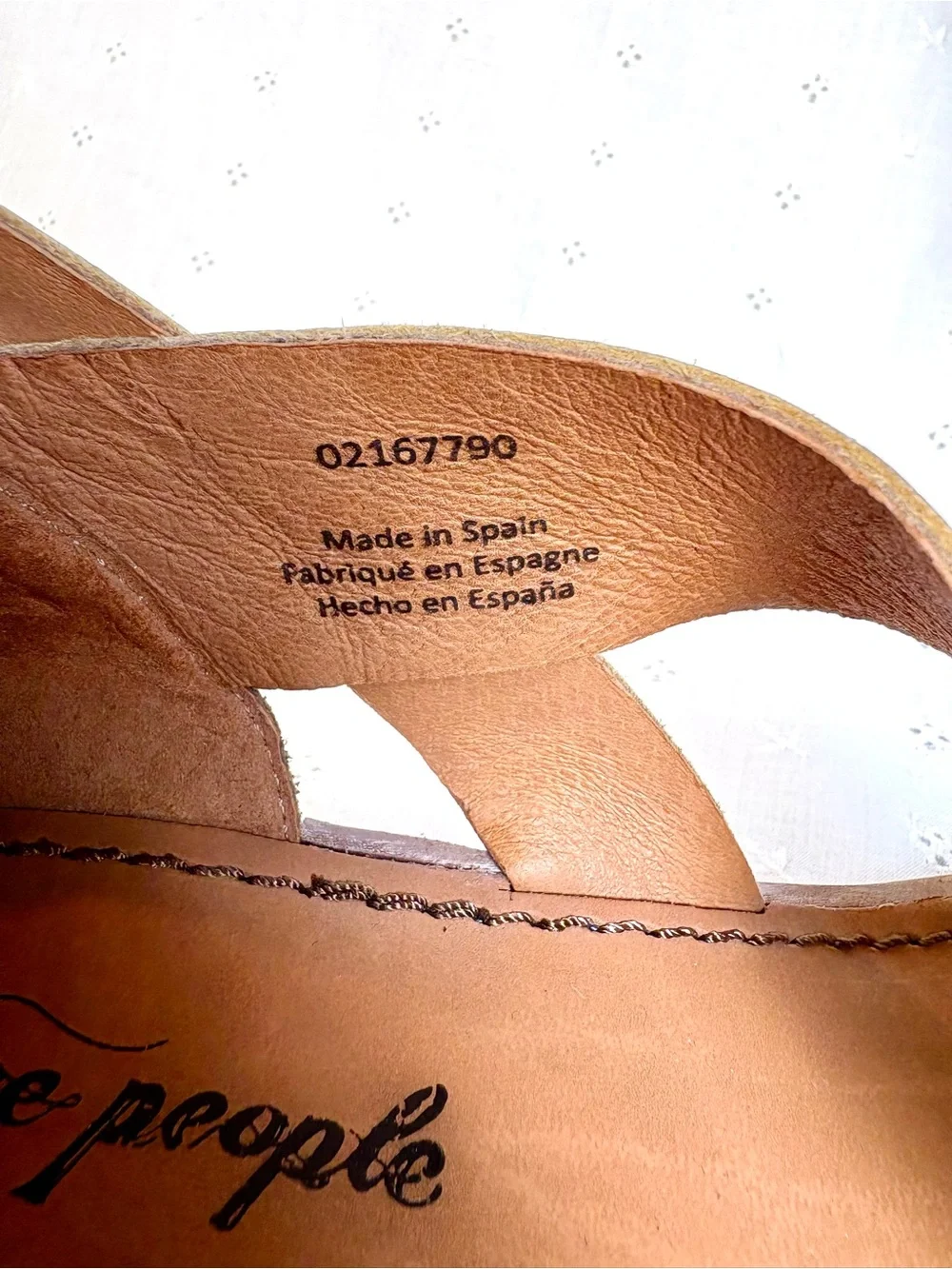 Free People Taupe Strappy Leather Ankle Wrap Sandals